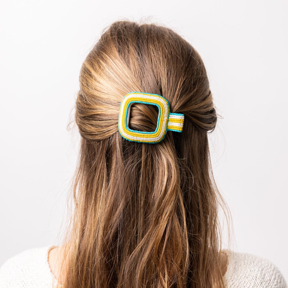 Charlotte Stripe Flat Hair Clip Turquoise Claw