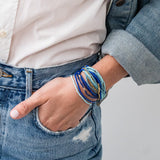 Chelsea 18 Strand Luxe Beaded Bracelet Set Blue Stack