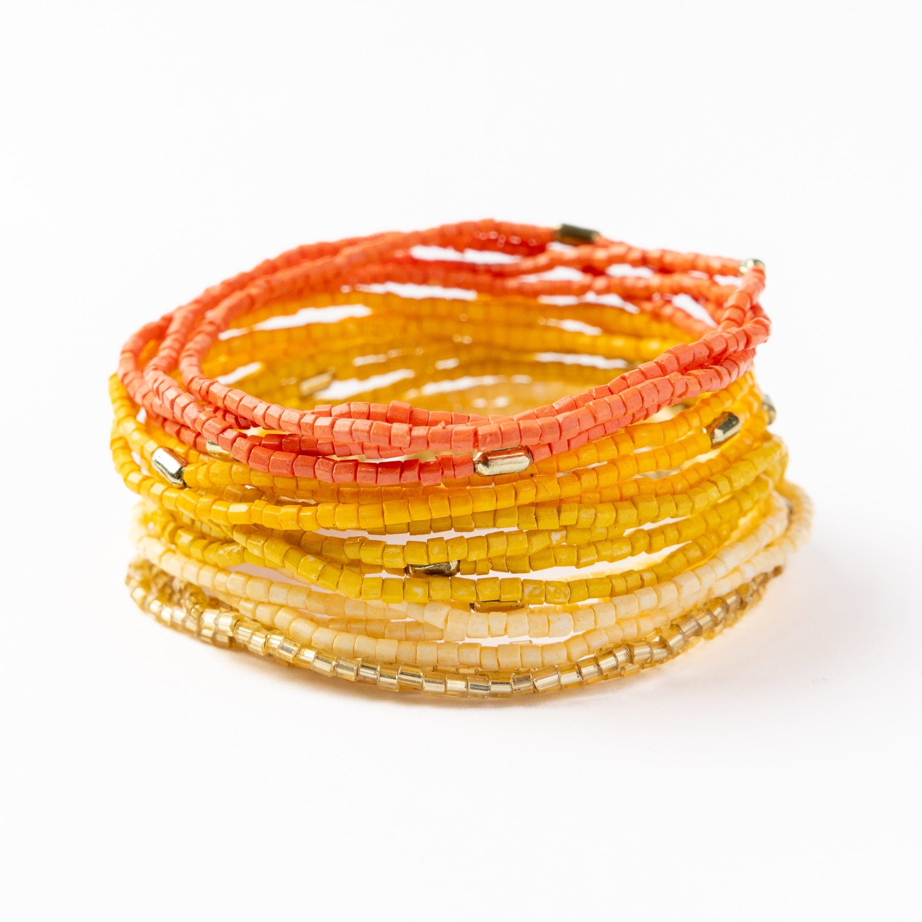 Chelsea 18 Strand Luxe Beaded Bracelet Set Yellow Stack