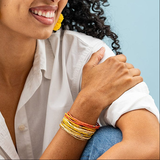 Chelsea 18 Strand Luxe Beaded Bracelet Set Yellow Stack