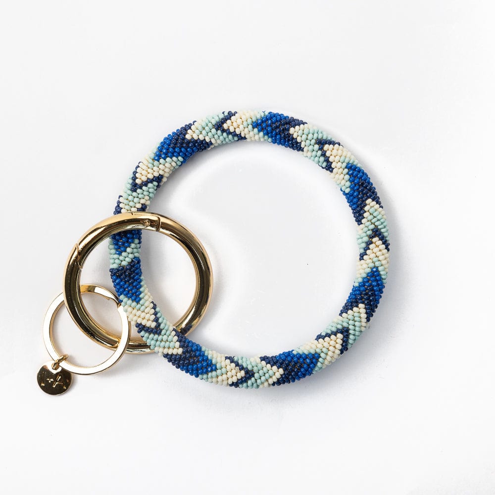 Chloe Chevron Stripe Key Ring Blue Key Ring + Bag Charm