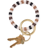 Chloe Stripe Beaded Key Ring Bracelet Neutral Key Ring