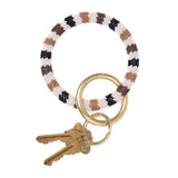 Chloe Stripe Beaded Key Ring Bracelet Neutral Key Ring
