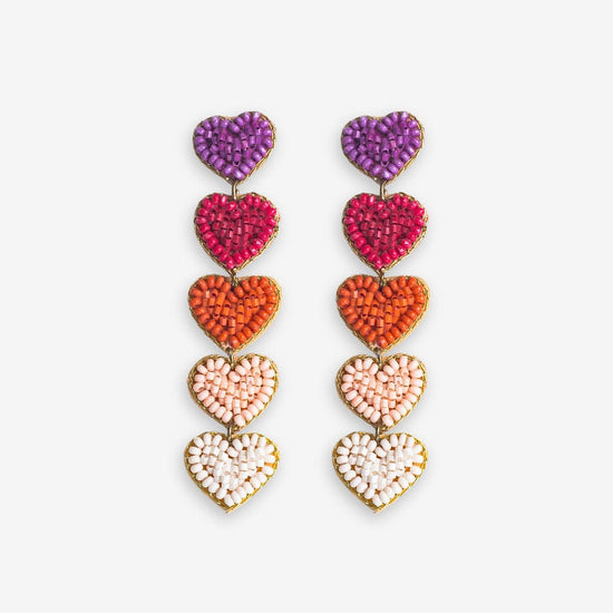Christina Ombre Heart Earrings Hot Pink Earrings