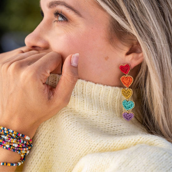 Christina Rainbow Heart Earrings Red Earrings