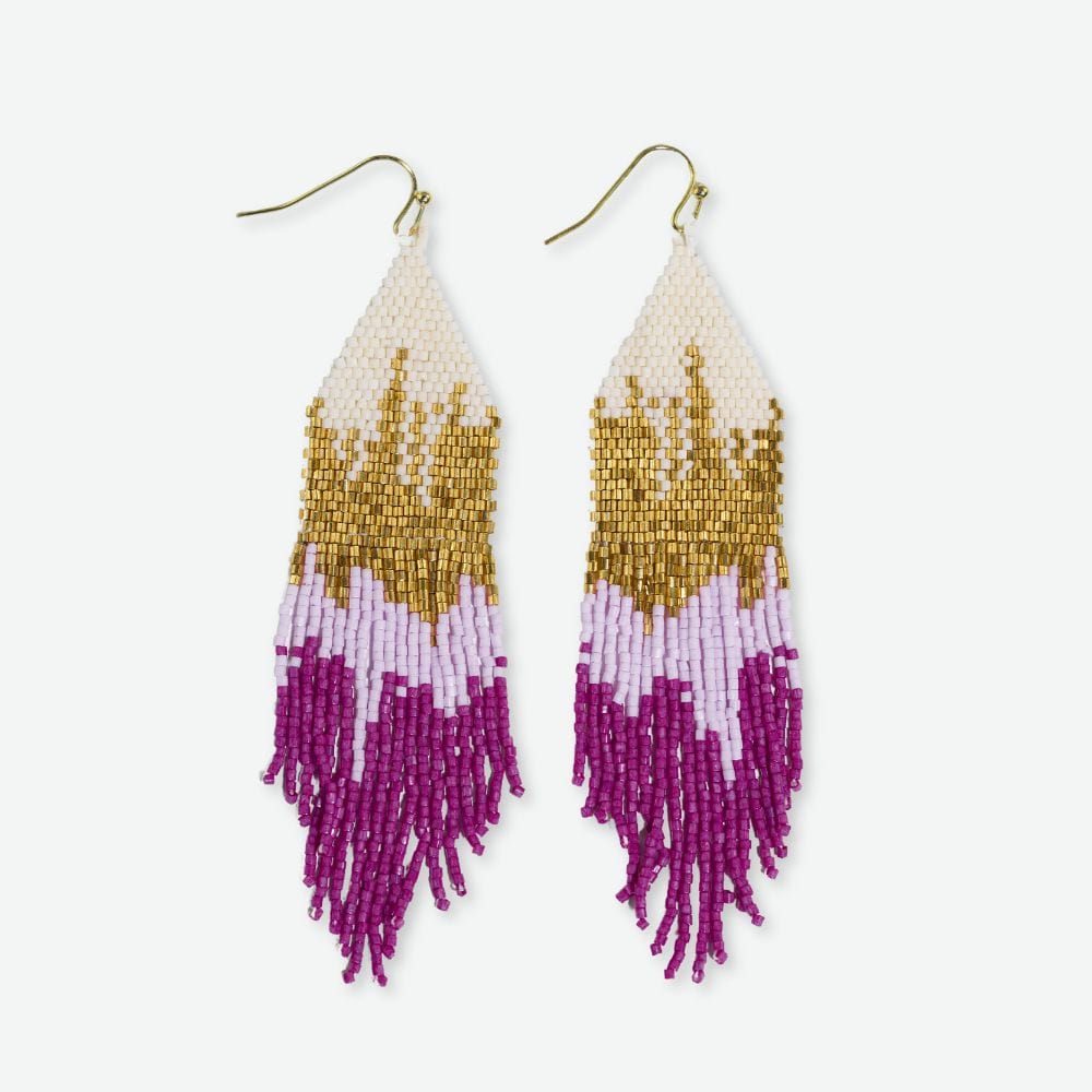 Claire Ombre Beaded Fringe Earrings Magenta- INK+ALLOY – INK+ALLOY, LLC