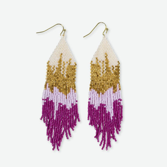 Claire Ombre Beaded Fringe Earrings Magenta Earrings