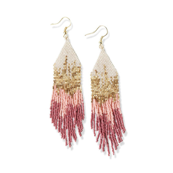 Claire Ombre Beaded Fringe Earrings Pink – INK+ALLOY, LLC