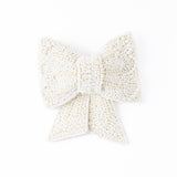 Clara Beaded Bow Barrette with Pearls White Clip