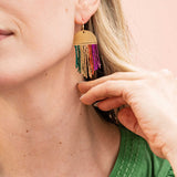 Claudia Multi-Striped Short Beaded Fringe Earrings Muted SHORT FRINGE