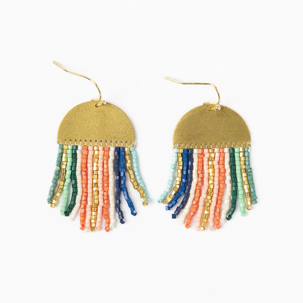 Claudia Vertical Stripe Beaded Fringe Earrings Multicolor Fringe