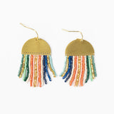 Claudia Vertical Stripe Beaded Fringe Earrings Multicolor Fringe