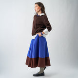 Clementine Colorblock Skirt Blue + Brown Large Skirt