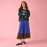 Clementine Colorblock Skirt Blue + Brown Small Skirt