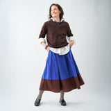 Clementine Colorblock Skirt Blue + Brown Small Skirt