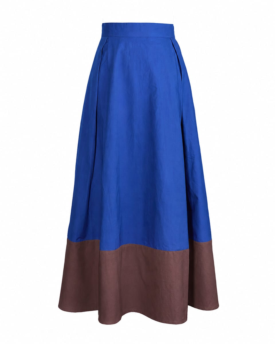 Clementine Colorblock Skirt Blue + Brown Small Skirt