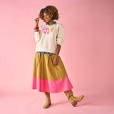 Clementine Colorblock Skirt Camel + Hot Pink Skirt