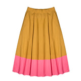 Clementine Colorblock Skirt Camel + Hot Pink Skirt