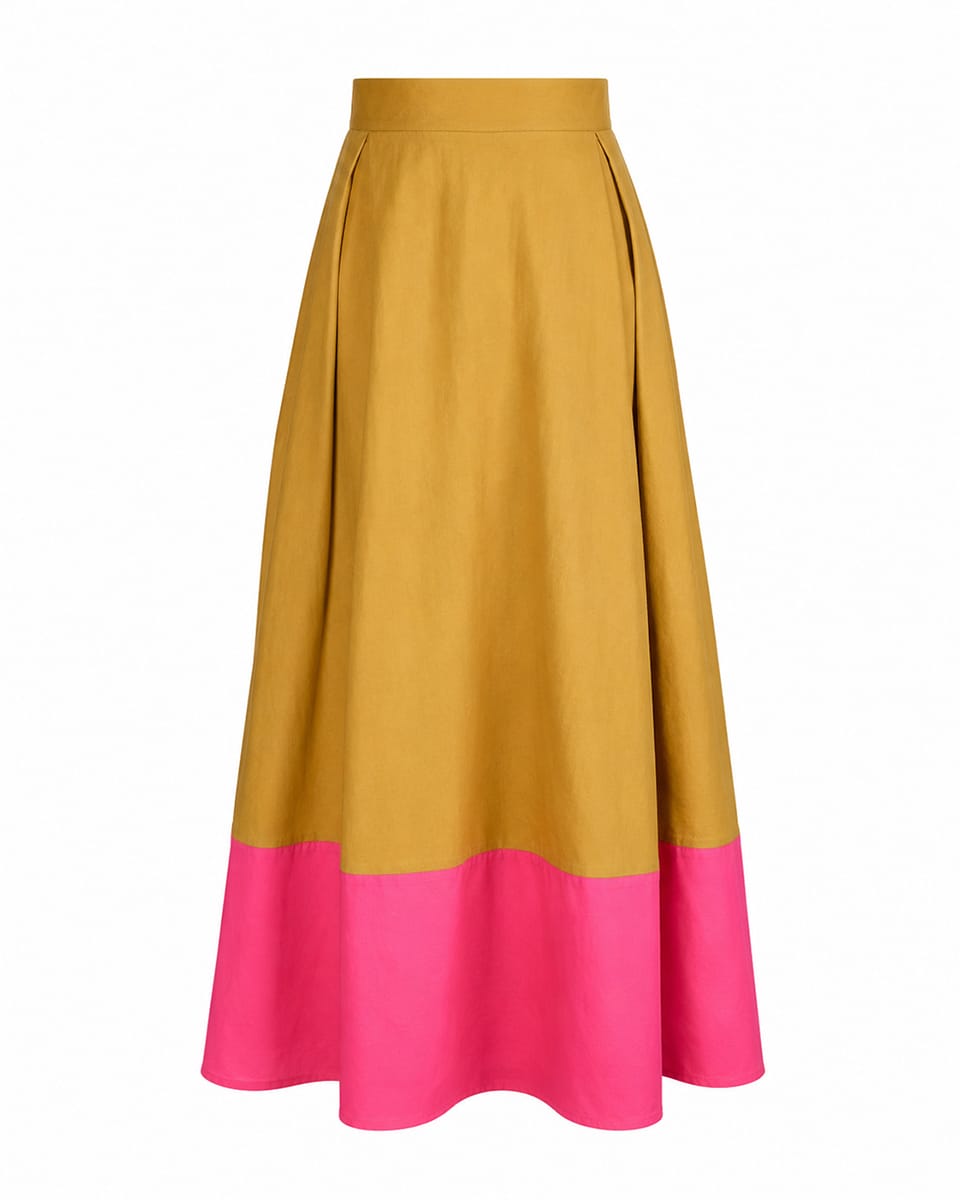 Clementine Colorblock Skirt Camel + Hot Pink Small Skirt
