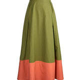 Clementine Colorblock Skirt Salmon + Olive Small Skirt