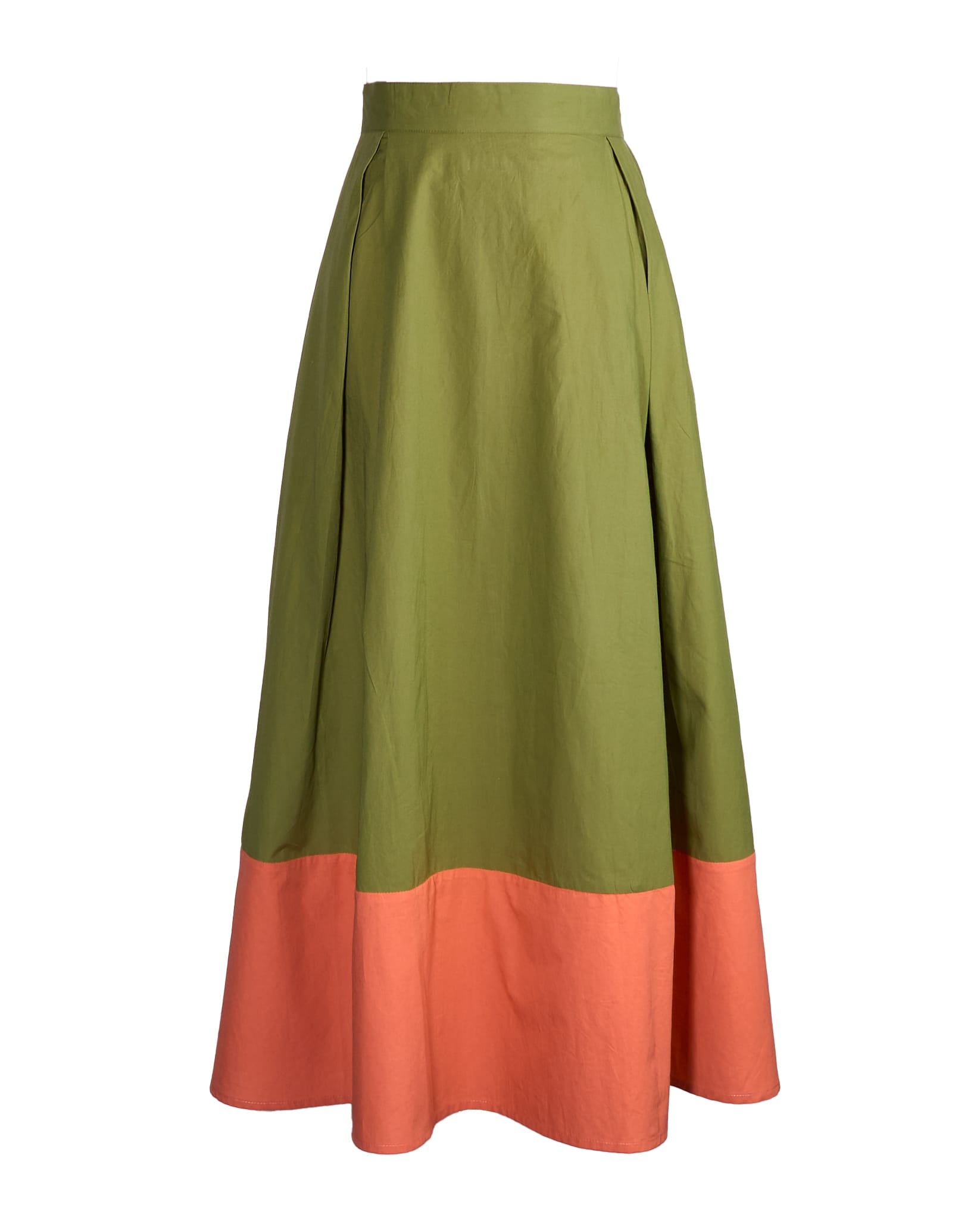Clementine Colorblock Skirt Salmon + Olive Small Skirt