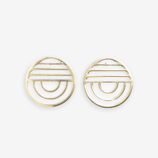 Coco Lines And Rainbow Rounded Post Earrings Brass DROP