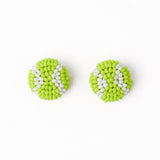 Coco Tennis Ball Beaded Post Earrings Bright Yellow Mini Stud