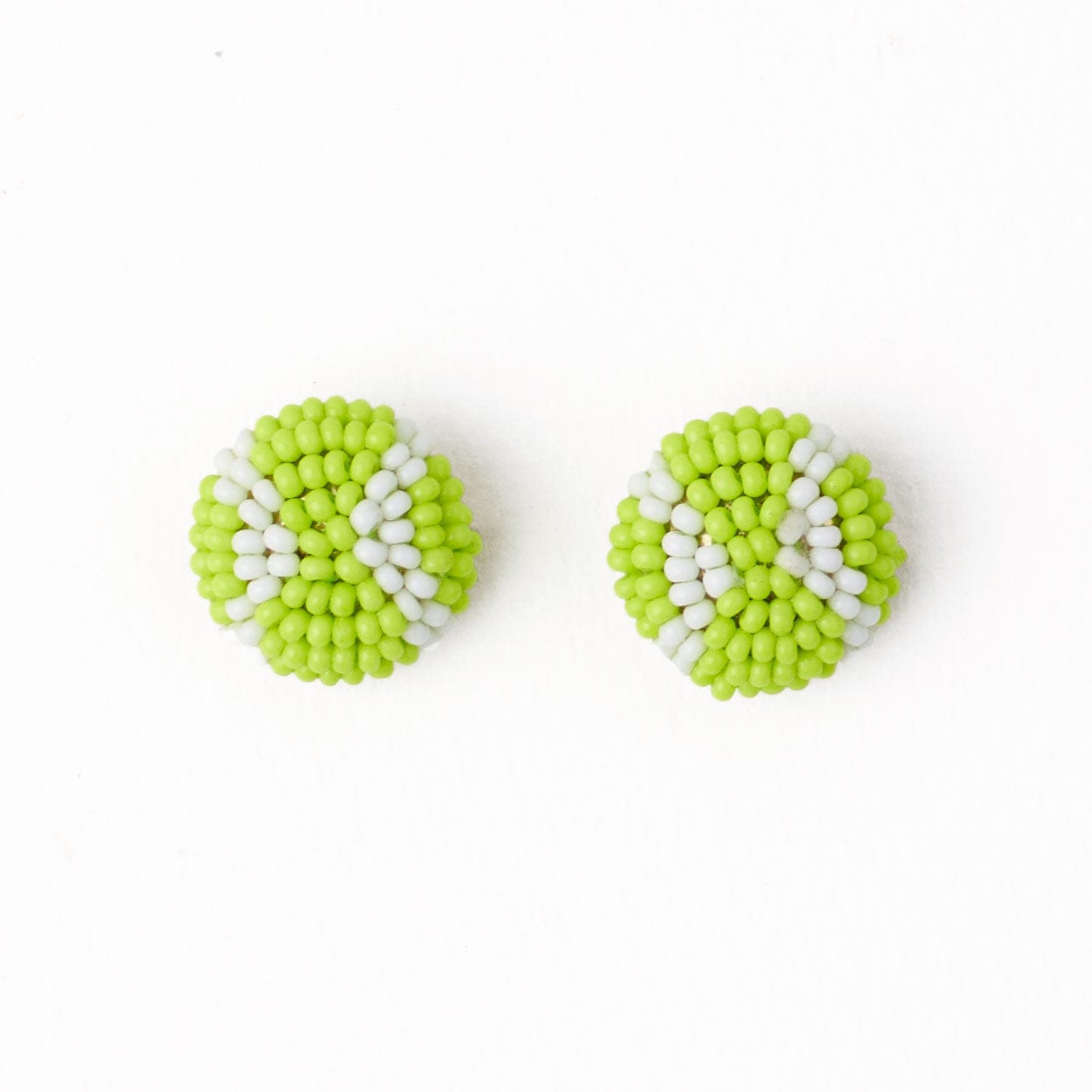 Coco Tennis Ball Beaded Post Earrings Bright Yellow Mini Stud