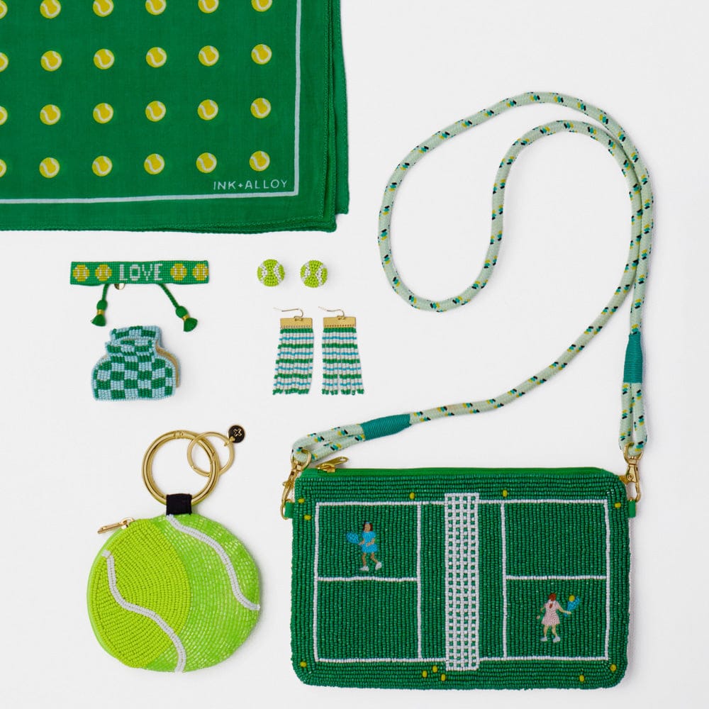 Coco Tennis Ball Beaded Post Earrings Bright Yellow Mini Stud