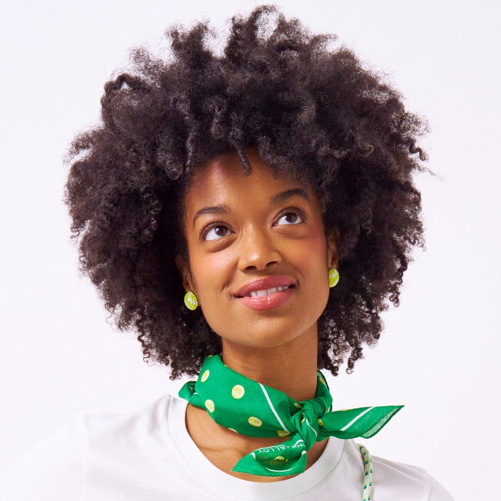 Coco Tennis Ball Beaded Post Earrings Bright Yellow Mini Stud