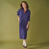 Colette Shirtdress In Blue + Brown Stripe Dress