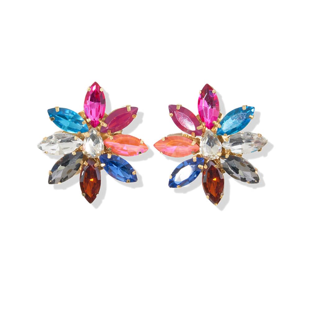 Dahlia Multi Mixed Post Earrings Rainbow Earrings