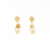 Daisy Floral Chain Post Earrings Brass Drop