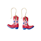 Danielle Cowgirl Boot Ceramic Earrings Pink + Blue Earrings