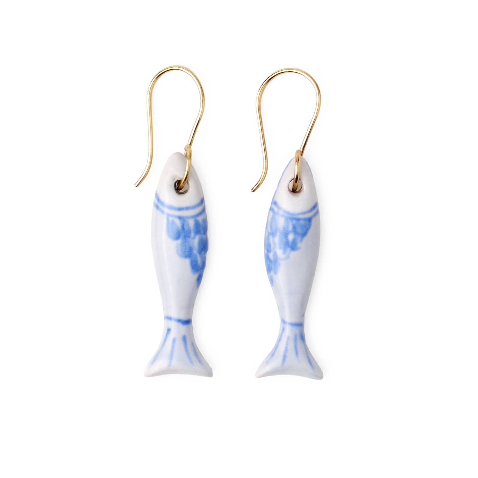 Danielle Fish Ceramic Earrings Blue + White Earrings