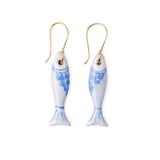 Danielle Fish Ceramic Earrings Blue + White Earrings