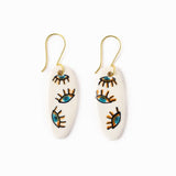 Danielle Oval Ceramic Earrings With Evil Eyes Drop