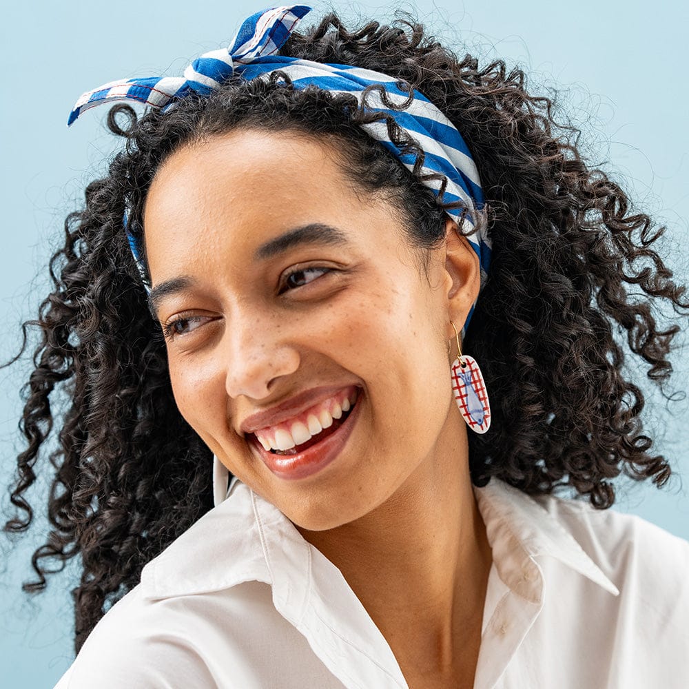 Danielle Oval Ceramic Earrings With Evil Eyes Drop