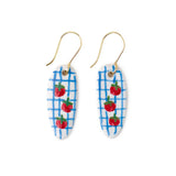 Danielle Oval Ceramic Earrings With Tomatoes + Blue Plaid Earrings