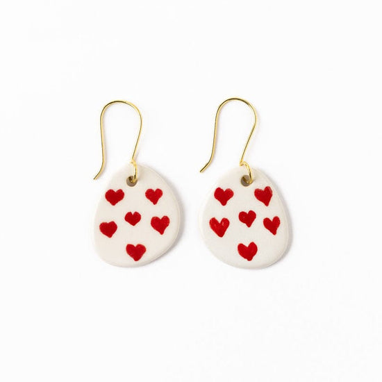 Danielle Round Ceramic Earrings With Hearts Drop