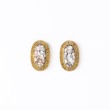 Daphne Oval Wild Horse Jasper Stone Post Earrings Framed In Brass Stud