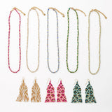 Delilah Cheetah Print Beaded Fringe Earrings Green + Gold Fringe
