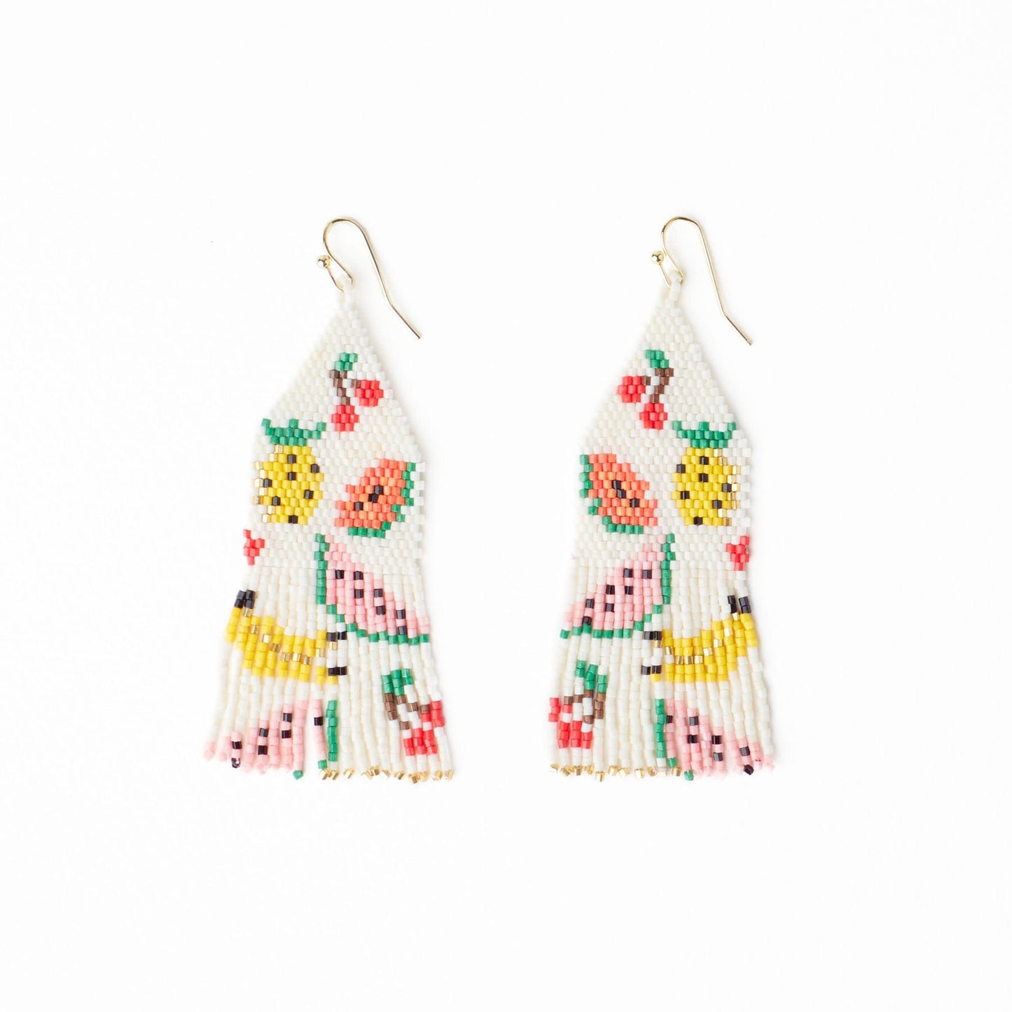 Delilah Fruit Beaded Fringe Earrings Multi Fringe