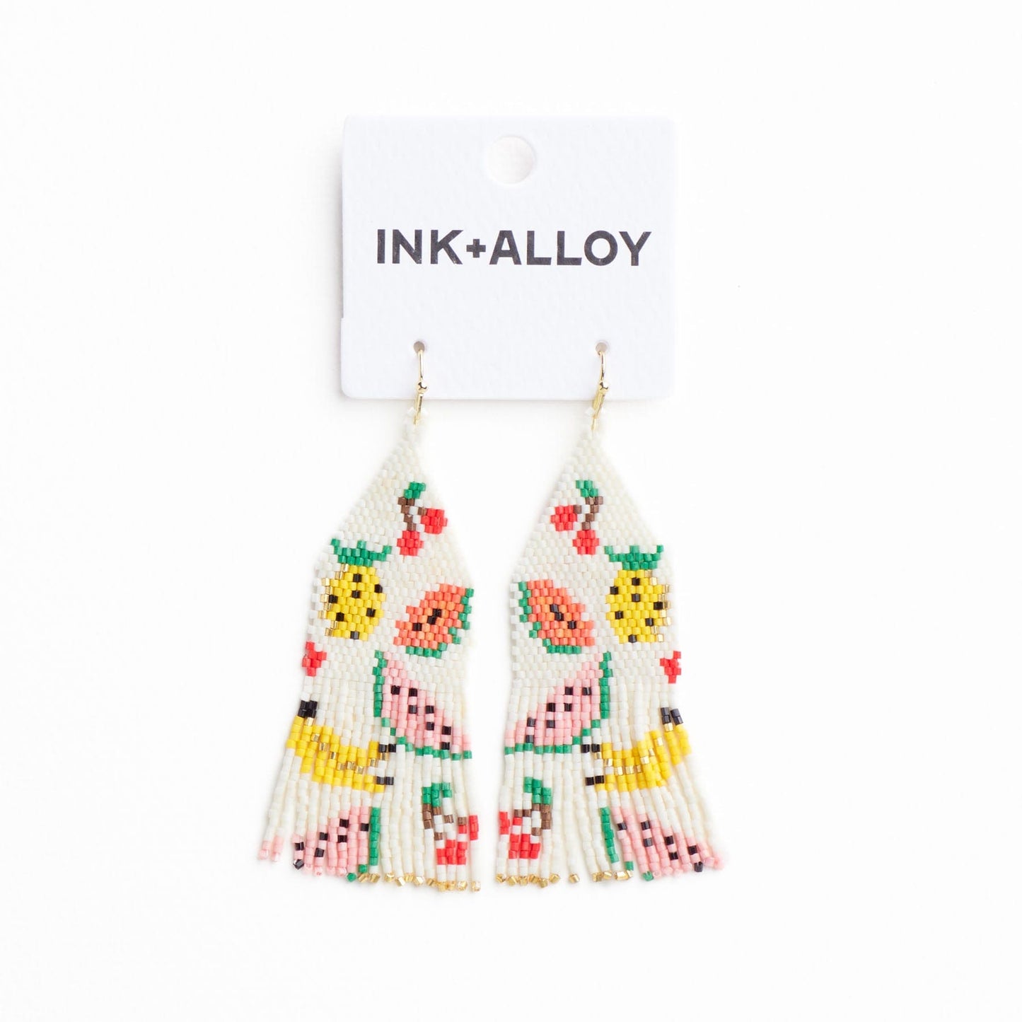 Delilah Fruit Beaded Fringe Earrings Multi Fringe