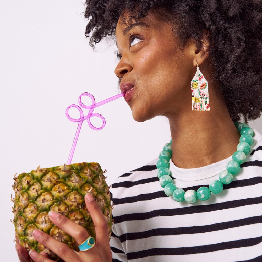 Delilah Fruit Beaded Fringe Earrings Multi Fringe