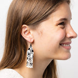 Delilah Poppies Beaded Fringe Earrings Ivory/Black Fringe