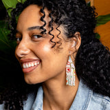 Delilah Poppies Beaded Fringe Earrings Multi Fringe