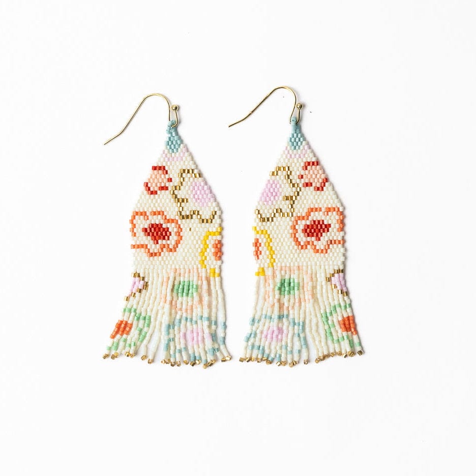 Delilah Poppies Beaded Fringe Earrings Multi Fringe
