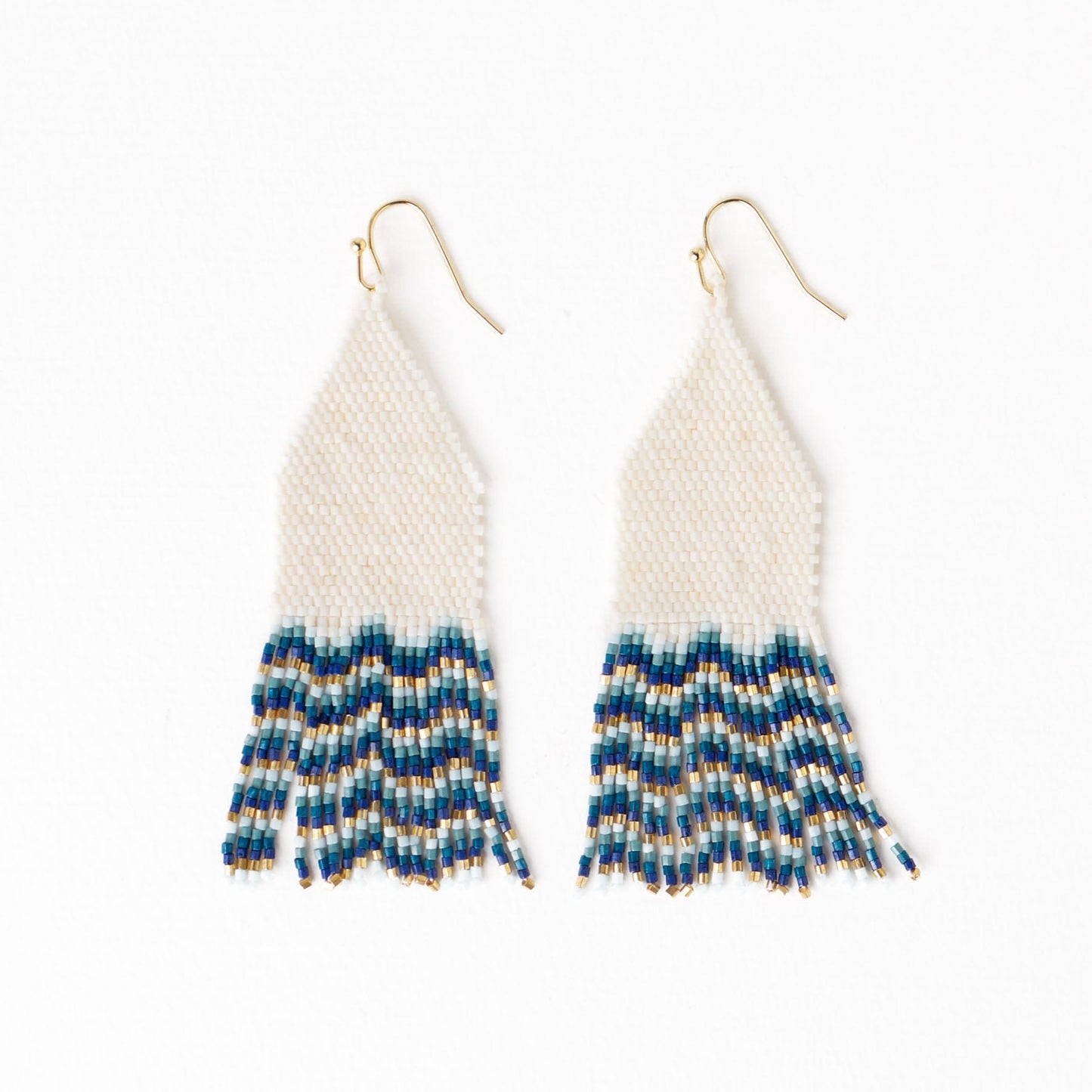 Delilah Wave Beaded Fringe Earrings Blues Fringe