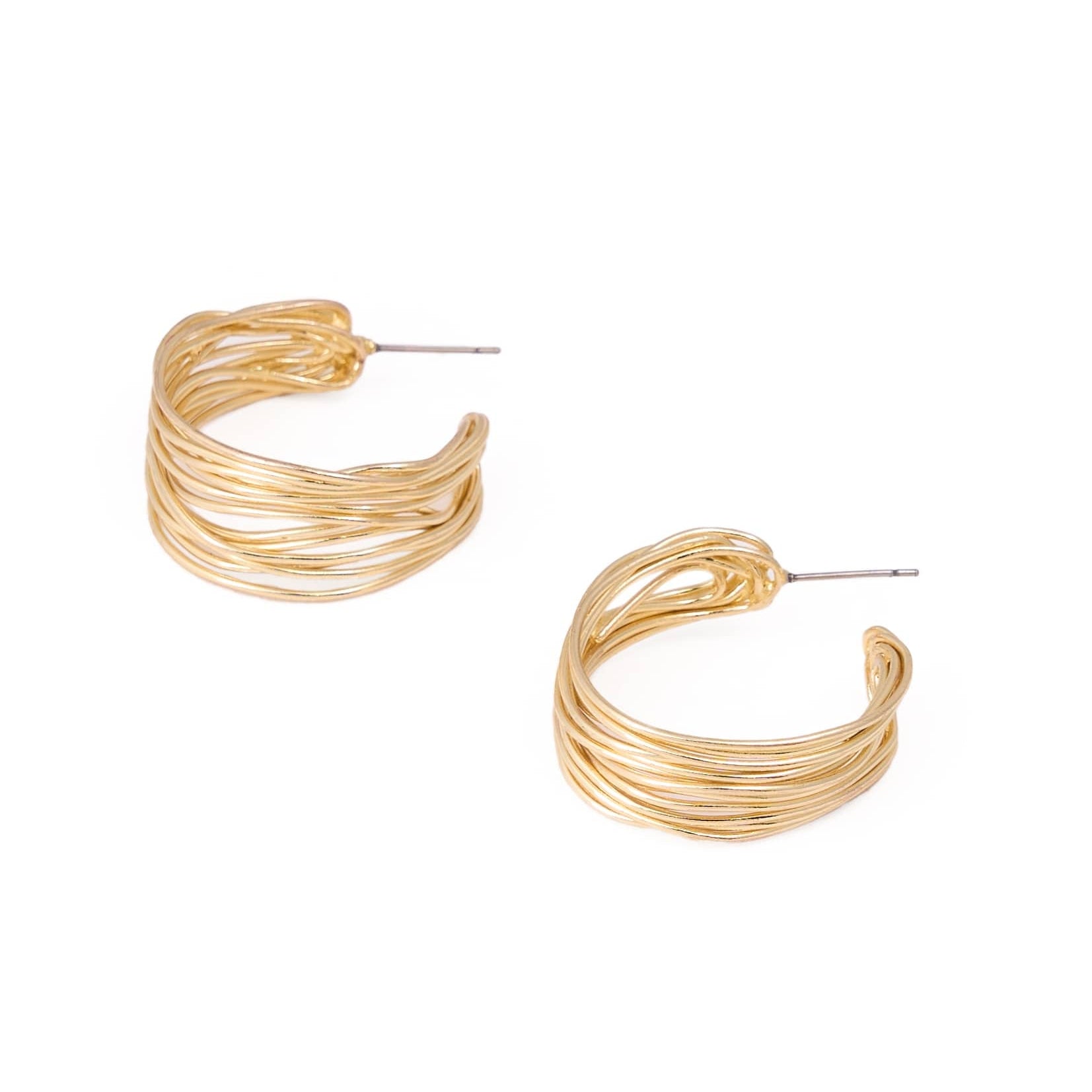Della Multi Band Hoop Earrings Brass Hoop